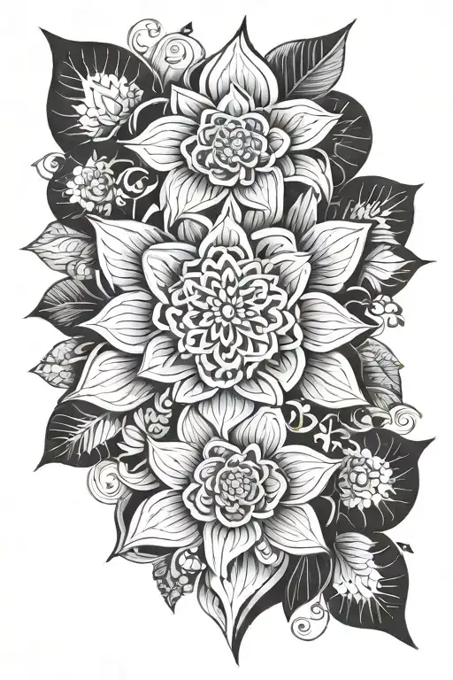 floral, fineline, ornemental tattoo design idea