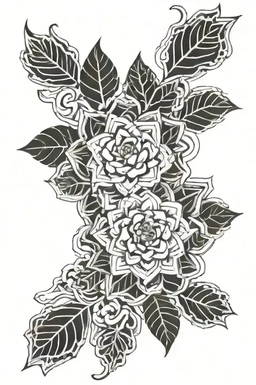 floral and  ornemental  tattoo design idea