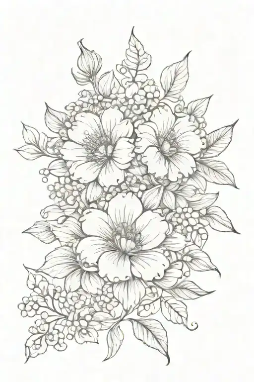 floral and  ornemental  tattoo design idea