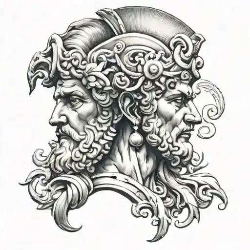 roman god janus tattoo design idea