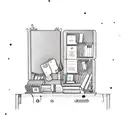A teacher's desk with books, a coffee cup, and musical notes scattered around tattoo design idea