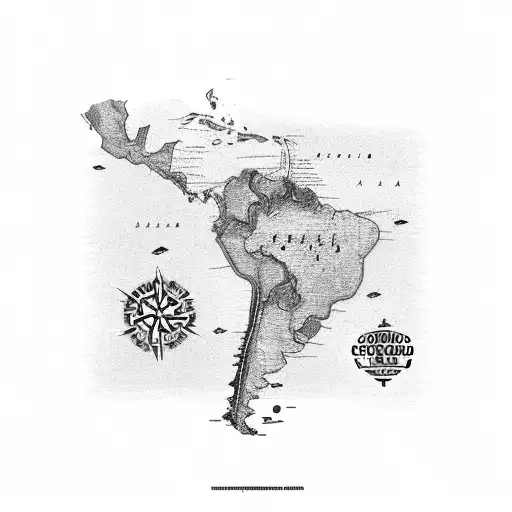 A map of Ecuador with cooking utensils forming the borders tattoo design idea