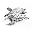 A group of sea turtles swimming in the ocean tattoo design idea