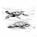 A group of sea turtles swimming in the ocean tattoo design idea