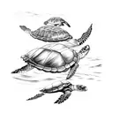A group of sea turtles swimming in the ocean tattoo design idea