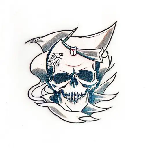 The skull from anime "Bleach" and swords tattoo design idea