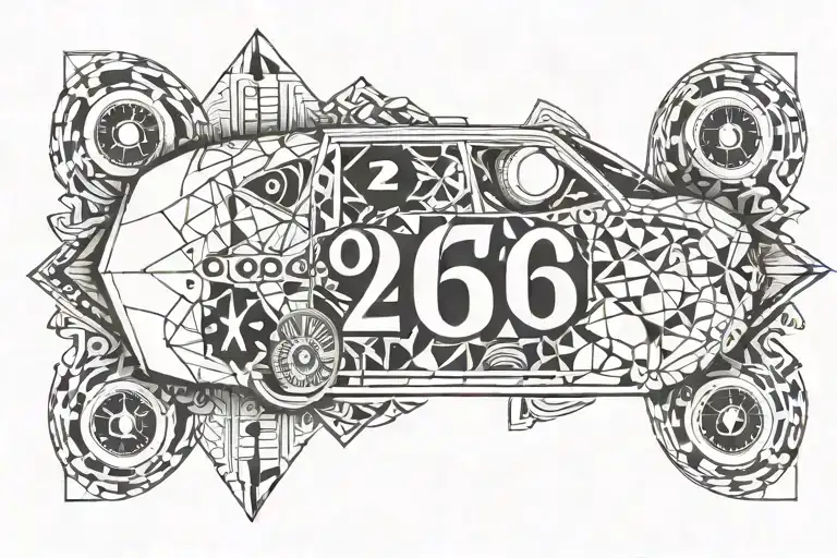car with number 26 06 1968   tattoo design idea
