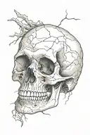 cracked ancient skull tattoo design idea
