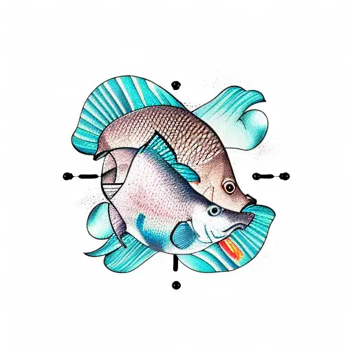 tattoo of a carp swimming through a clock mechanism tattoo design idea