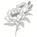peony and thistle  tattoo design idea