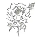 peony and thistle  tattoo design idea