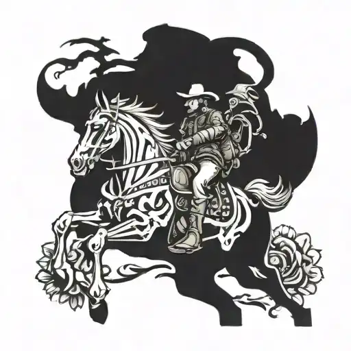 skeleton cowboy riding a horse tattoo design idea