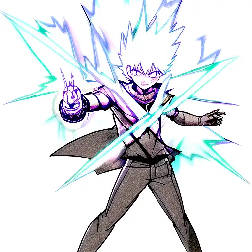  Arm tattoo in the shape of a lightning bolt, Inside the lighting bolt is Killua in his Godspeed form tattoo design idea