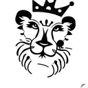 baby lion with crown tattoo design idea