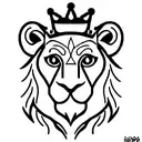baby lion with crown tattoo design idea
