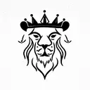 baby lion with crown tattoo design idea
