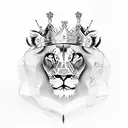 baby lion with crown tattoo design idea