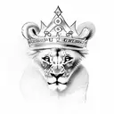 baby lion with crown tattoo design idea