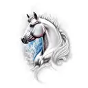 Please generate a realistic, color image of a horse tattoo tattoo design idea
