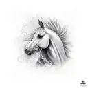 Please generate a realistic, color image of a horse tattoo tattoo design idea