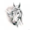 Please generate a realistic, color image of a horse tattoo tattoo design idea