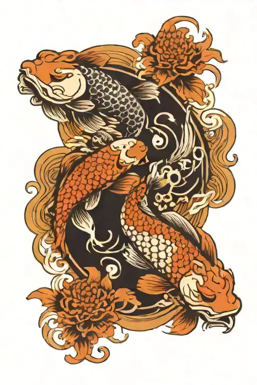 yin and Yang made of koi fish tattoo design idea