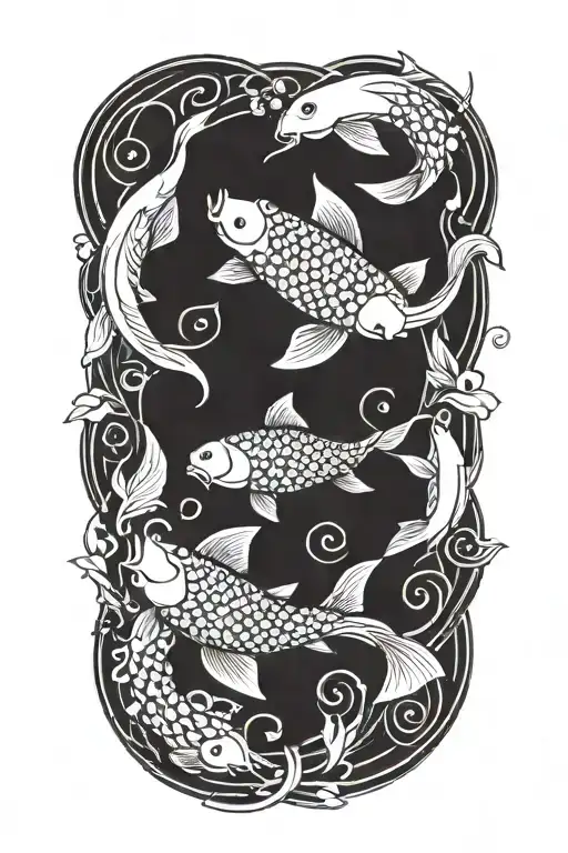 2 koi fish swimming in a circle  tattoo design idea