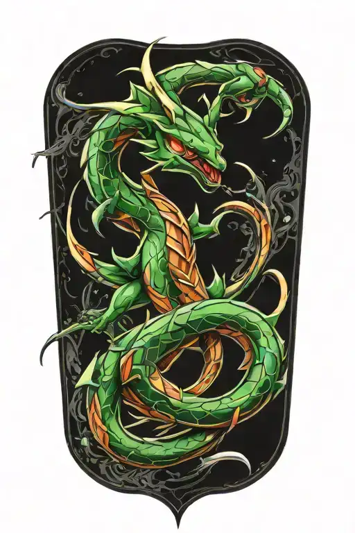 shiny rayquaza pokemon tattoo design idea