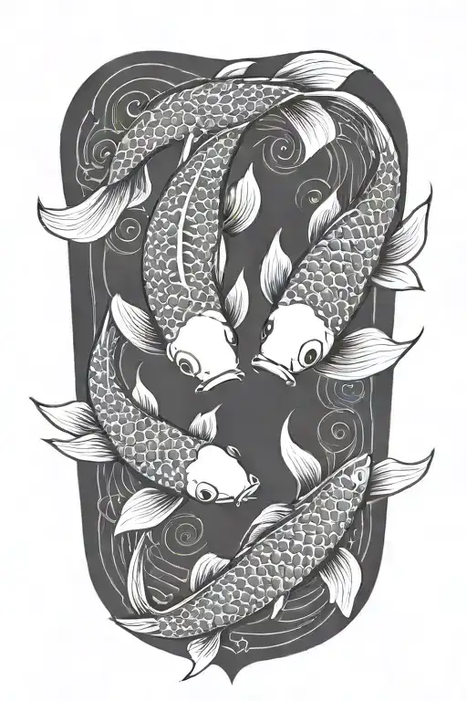 2 koi fish swimming in a circle  tattoo design idea