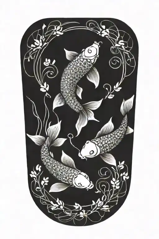 2 koi fish swimming in a circle  tattoo design idea