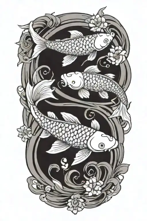 koi fish swimming in a circle creating yin and yang  tattoo design idea