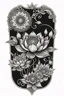 lotus flower pond with solar eclipse  tattoo design idea