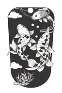 2 koi fish swimming in a circle  tattoo design idea