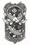 koi fish swimming yin and yang tattoo design idea