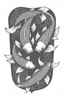 2 koi fish swimming in a circle  tattoo design idea
