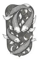 2 koi fish swimming in a circle  tattoo design idea