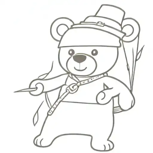 farmer teddy bear standing tattoo design idea
