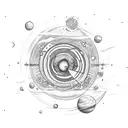 Lexa kom triku, linear planet constellation, universe, black hole tattoo design idea