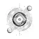 Lexa kom triku, linear planet constellation, universe, black hole tattoo design idea