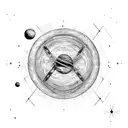 Lexa kom triku, linear planet constellation, universe, black hole tattoo design idea