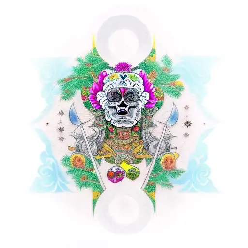 A tattoo combining the imagery of Santa Muerte and Brazil, incorporating elements of both cultures in a unique design tattoo design idea