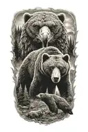 Country, Animals, Family, Bear, Wold, Eagle  tattoo design idea