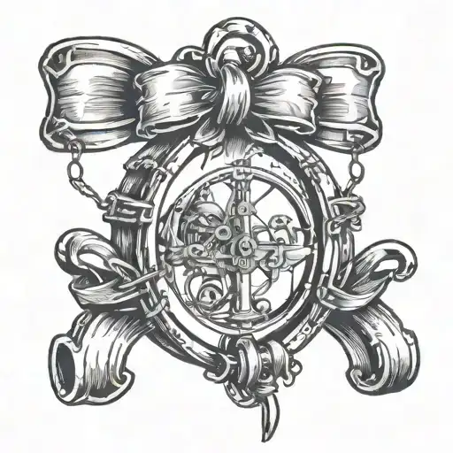 chastity cage wih bow tattoo design idea