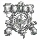 chastity cage wih bow tattoo design idea