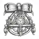 chastity cage wih bow tattoo design idea