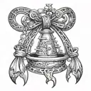 chastity cage wih bow tattoo design idea