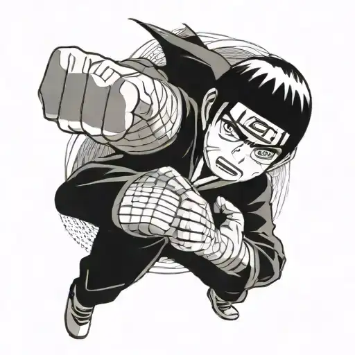 Rock Lee performing the Drunken Fist technique tattoo design idea