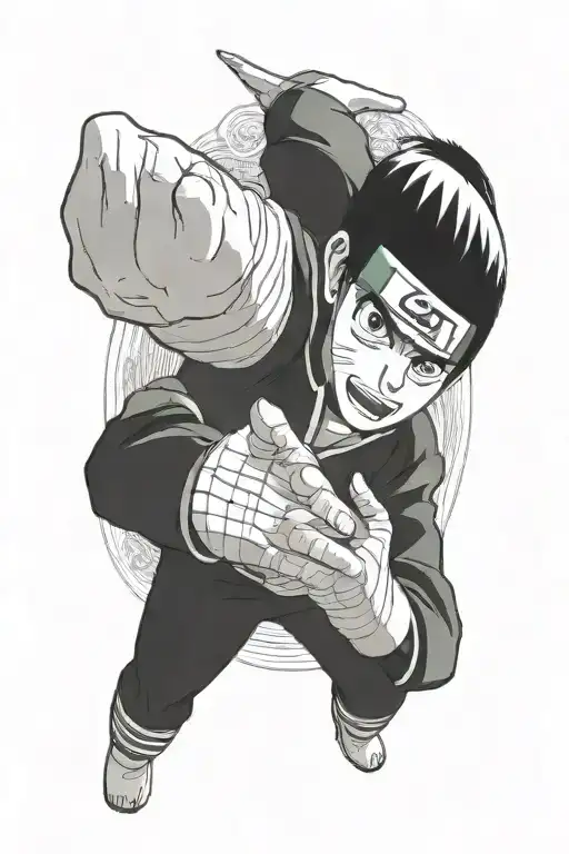 Rock Lee performing the Drunken Fist technique tattoo design idea