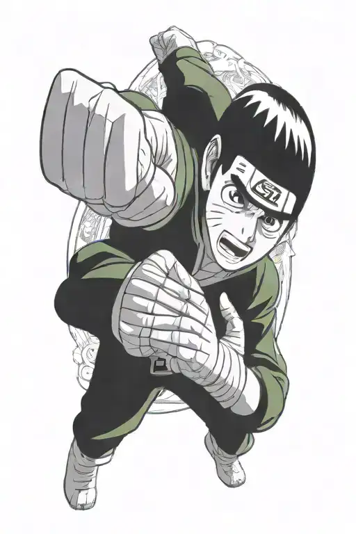 Rock Lee performing the Drunken Fist technique tattoo design idea