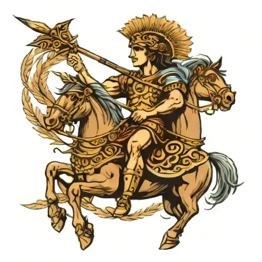 Alexander the Great with arrows in his back tattoo design idea